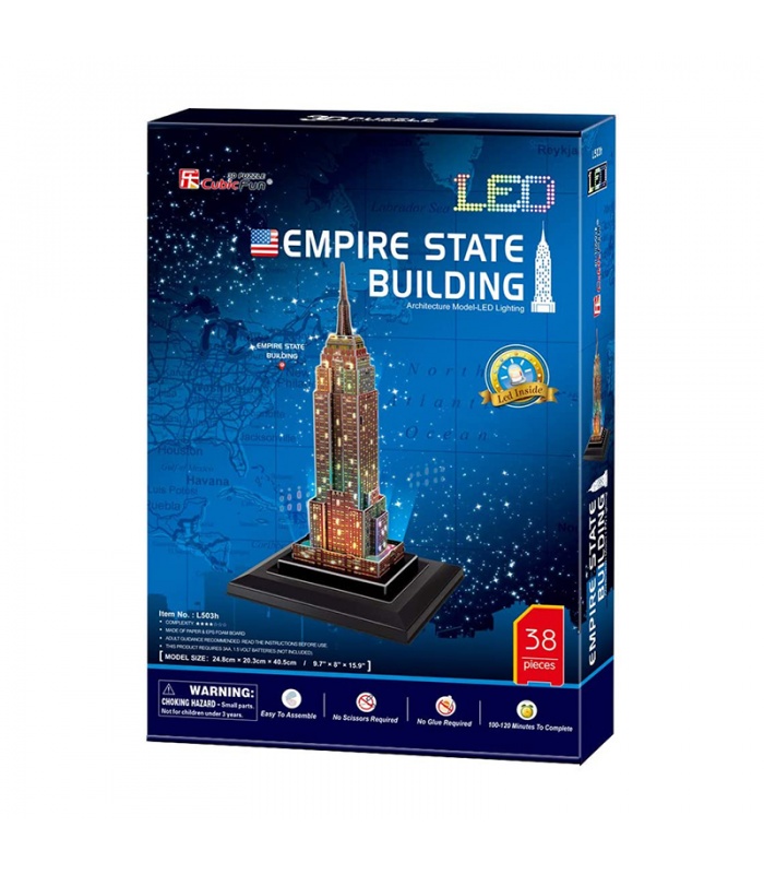 Cubicfun 3D Puzzle Empire State Building L503h With LED Lights Model