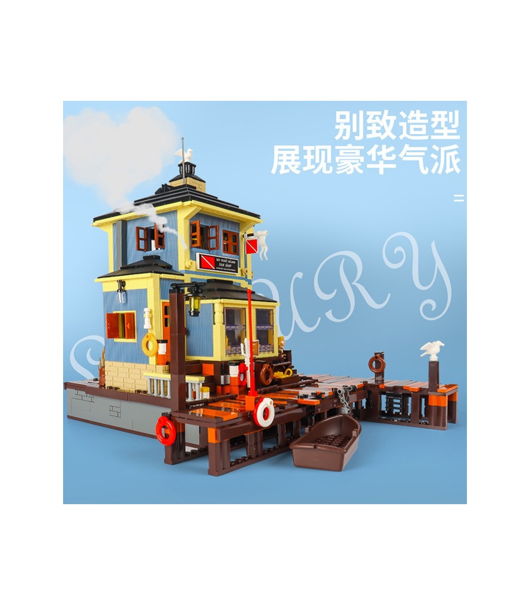 PANGU PG12002 Lighthouse Fishing House Building Bricks Toy Set 