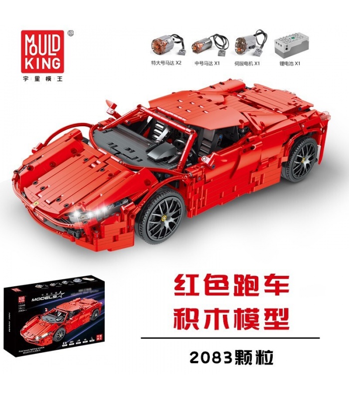 MOULD KING 13048 Ferrari 488 Red Spider Supercar Juego de bloques de construcción de juguete