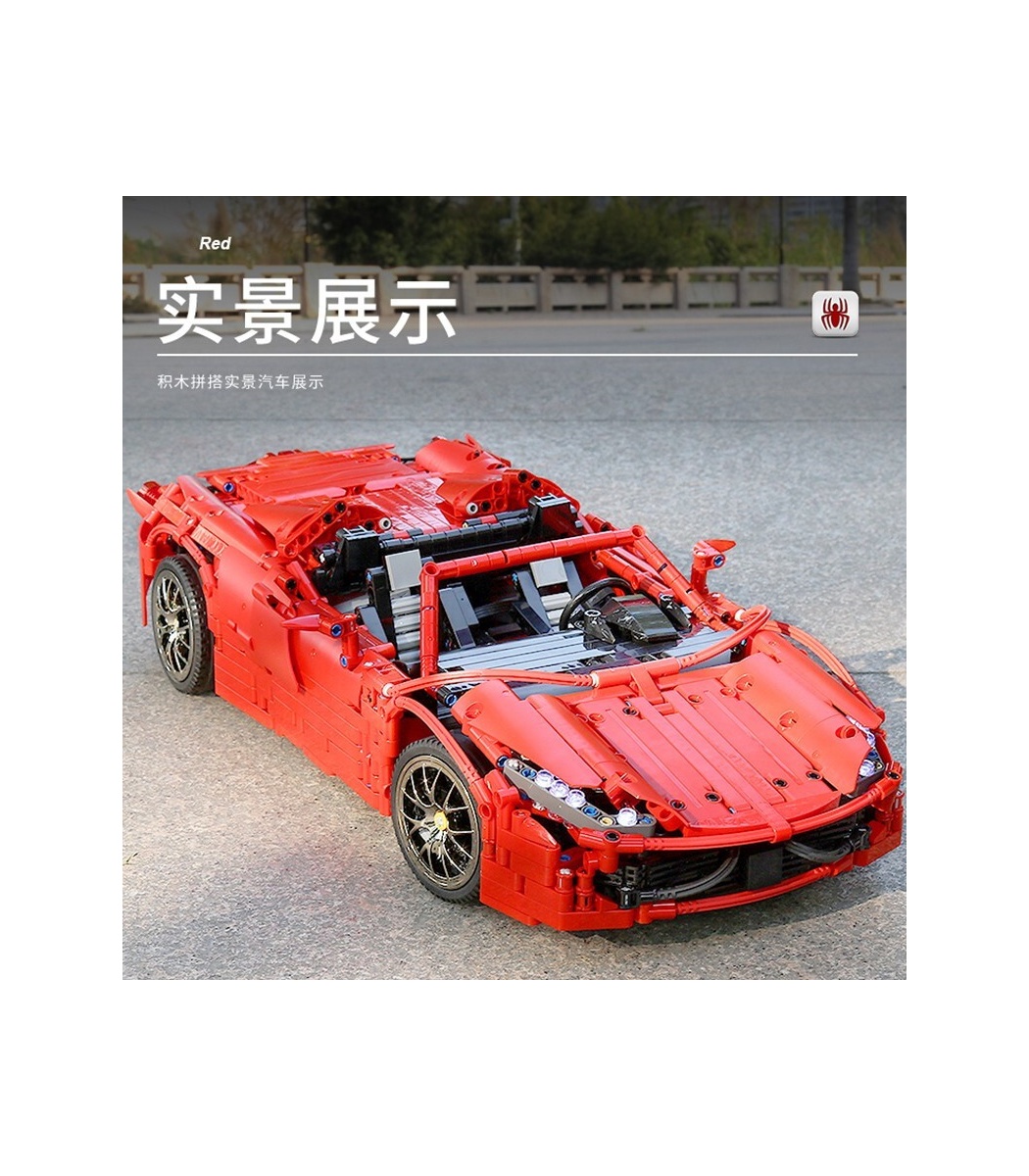 MOULD KING 13048 Ferrari 488 Red Spider Supercar Building Blocks Toy Set 