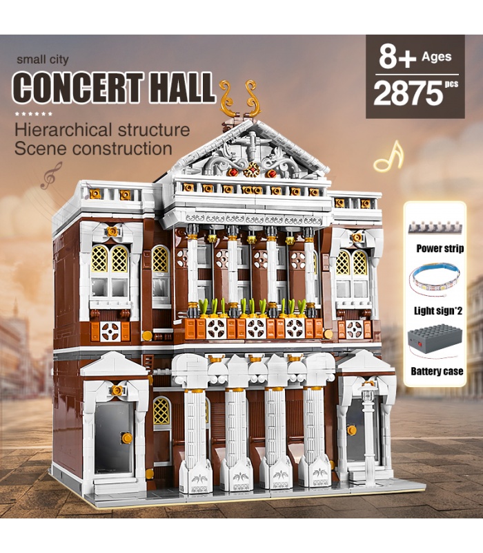 MOULD KING 16032 Concert Hall with LED Lights Novatown Series Building Blocks Toy Set