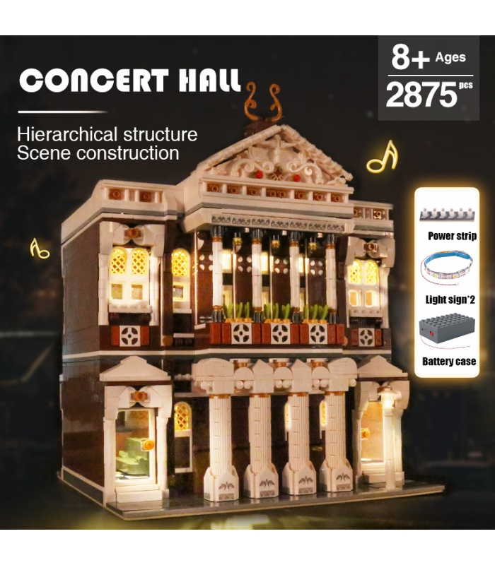 MOULD KING 16032 Concert Hall with LED Lights Novatown Series Building Blocks Toy Set