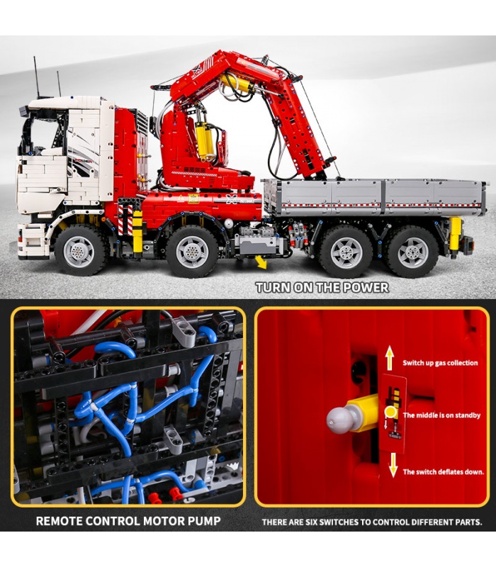 MOLD KING 19002 Pneumatischer Kranwagen Fernbedienung Bausteine Spielzeug-Set