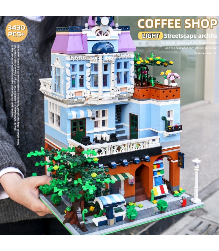 MOULD KING 16004 Coffee Shop with LED Lights Building Blocks Toy Set