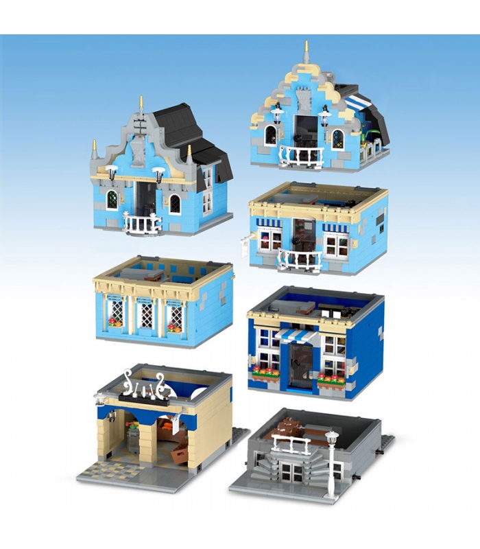 MOLD KING 16020 Marché européen avec éclairage LED Street View Series Building Blocks Toy