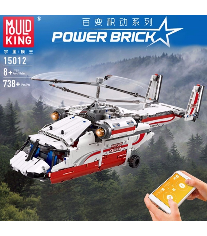 MOLD KING 15012 Heavy Lift Coaxial Transporte Helicóptero RC Building Blocks Toy Set