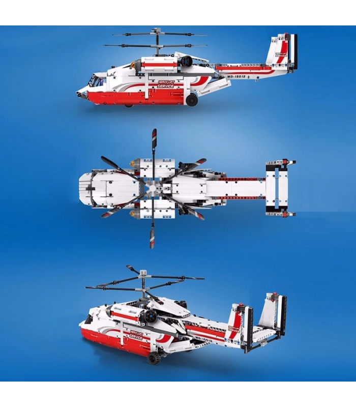 MOLD KING 15012 Heavy Lift Coaxial Transporte Helicóptero RC Building Blocks Toy Set