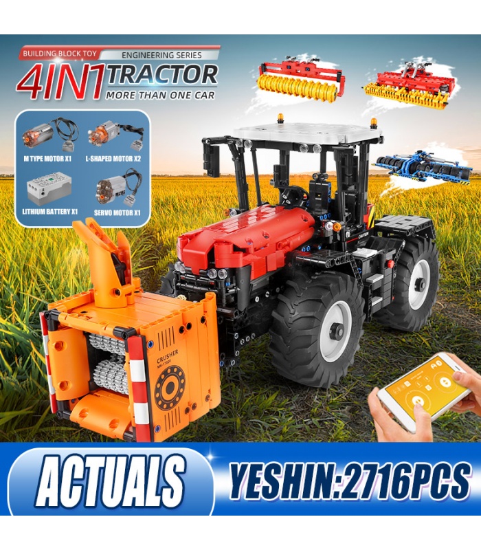 MOLD KING 17020 Red Tractor Fastrac 4000er Juego de juguetes de bloques de construcción