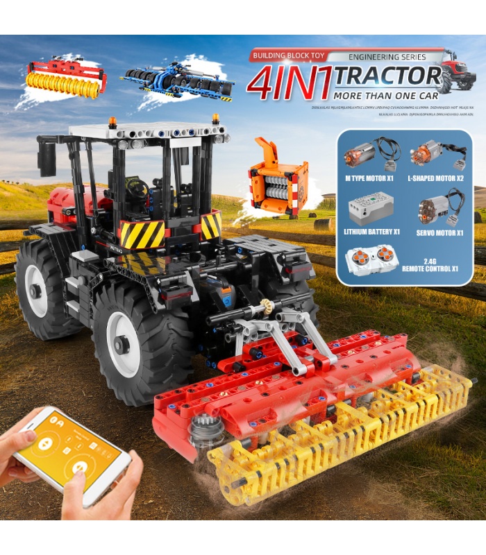 MOLD KING 17020 Red Tractor Fastrac 4000er Juego de juguetes de bloques de construcción