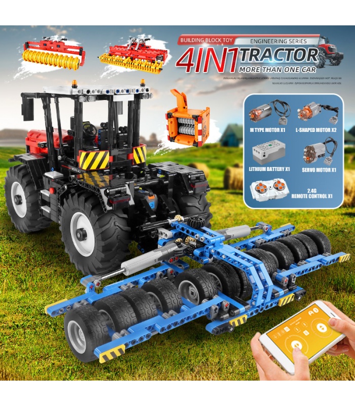 MOLD KING 17020 Red Tractor Fastrac 4000er Juego de juguetes de bloques de construcción