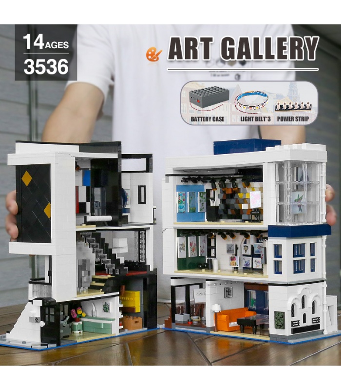 MOLD KING 16043 Galerie d'art avec lumières LED Novatown Series Building Blocks Toy Set