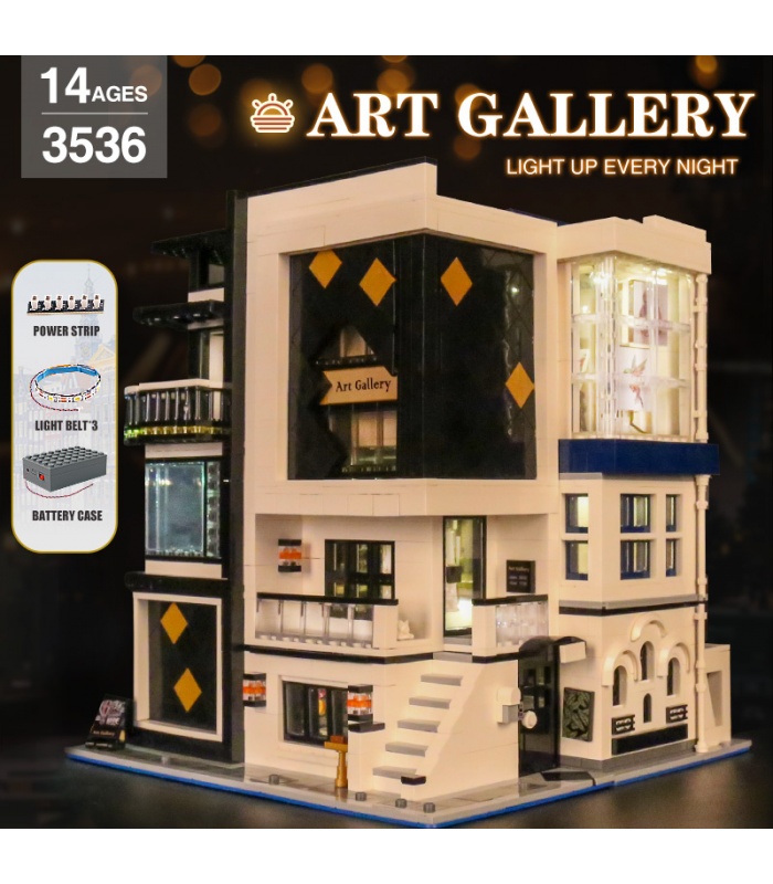 MOLD KING 16043 Galerie d'art avec lumières LED Novatown Series Building Blocks Toy Set