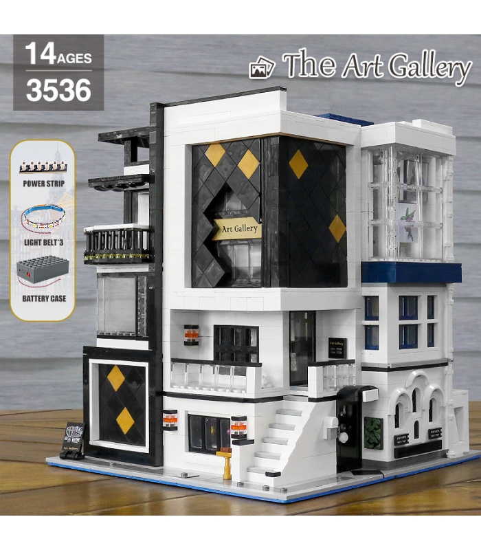 MOLD KING 16043 Galerie d'art avec lumières LED Novatown Series Building Blocks Toy Set