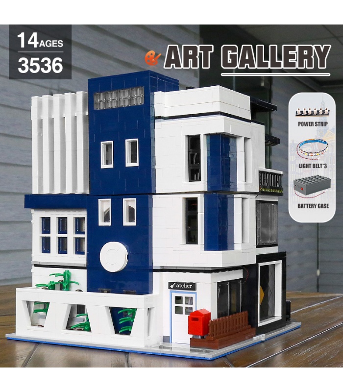 MOLD KING 16043 Galerie d'art avec lumières LED Novatown Series Building Blocks Toy Set