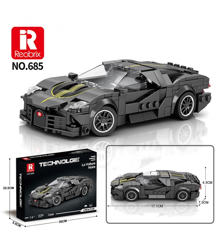 Reobrix 685 La Voiture Noire Sports Car Building Blocks Toy Set