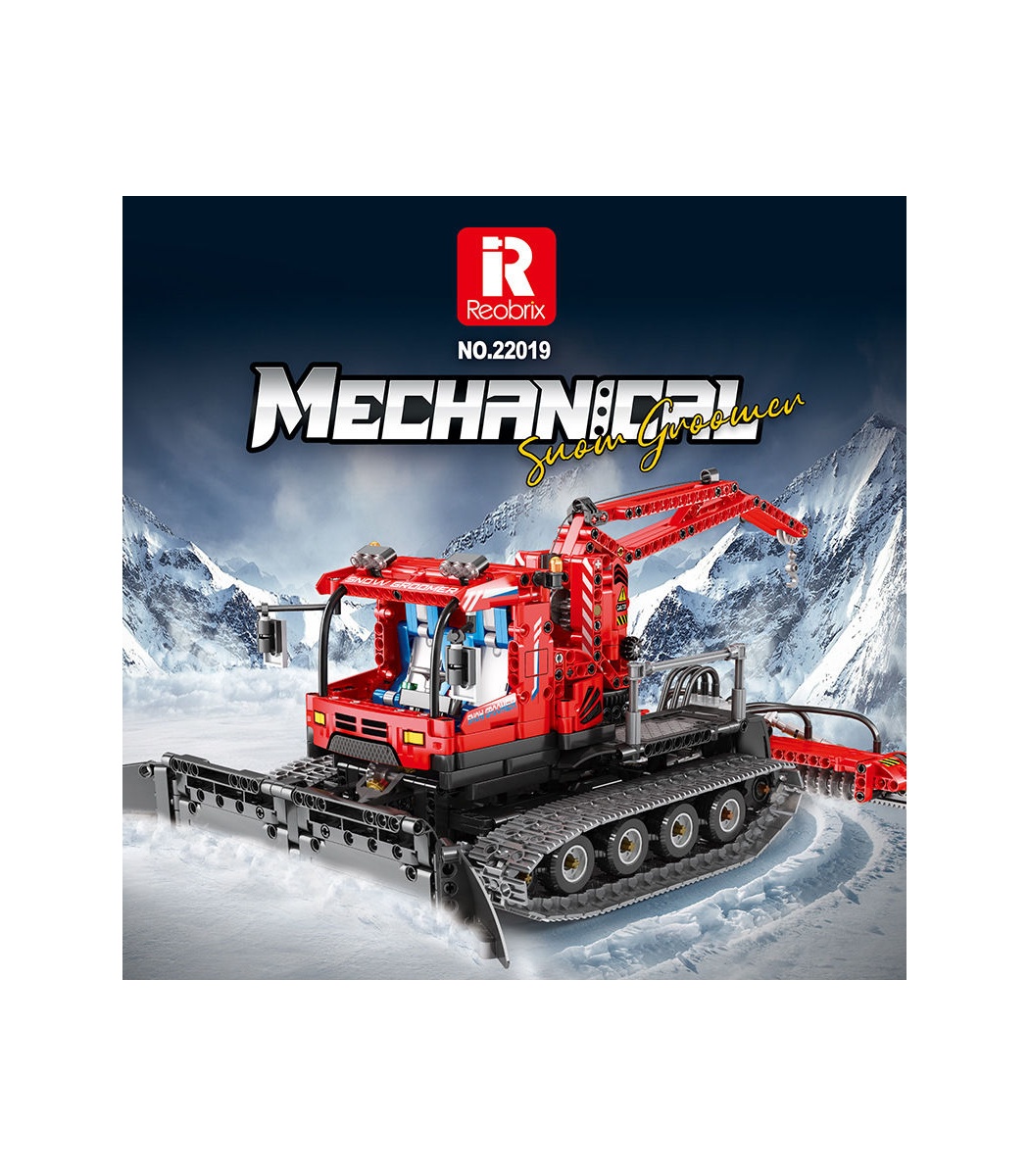 Reobrix Technic 22019 Snow Plow Truck Building Blocks Set, Remote Control Snow Groomer Vehicle Model Building Kit, Engineering Construction Toy