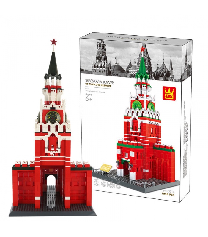 WANGE Architecture 모스크바 러시아의 Spasskaya 타워 크렘린 5219 빌딩 블록 장난감