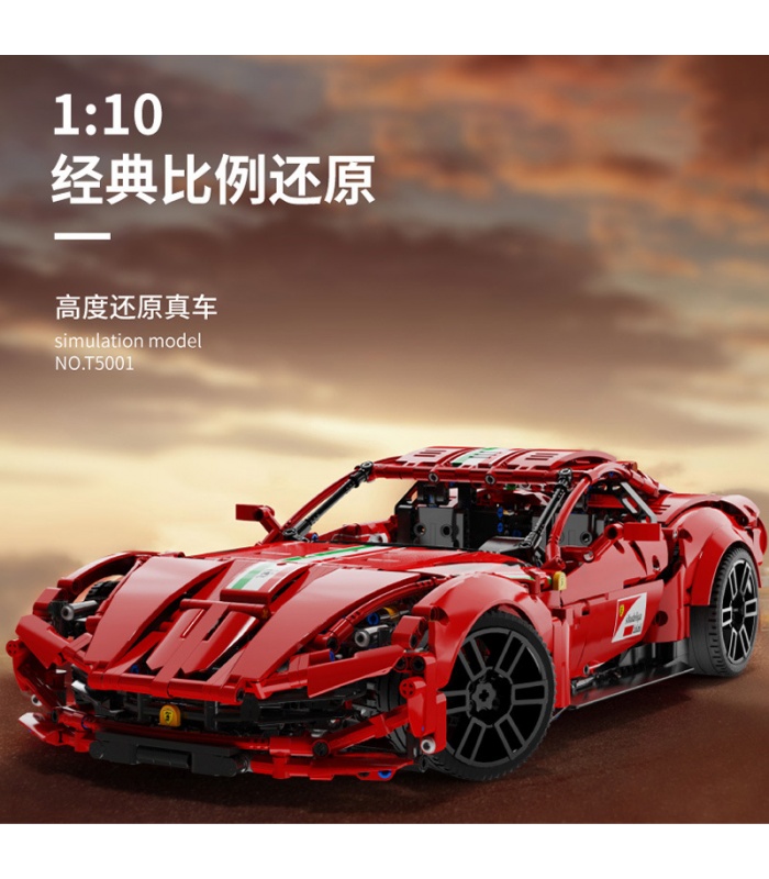 TGL T5001 1:10 Red F12 Berlinetta Sports Car Building Bricks Toy Set