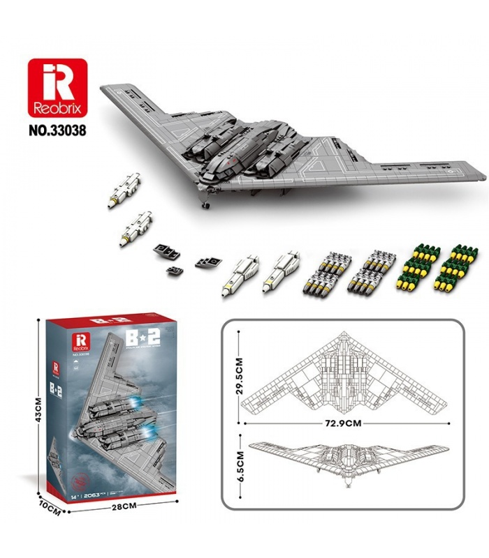 Reobrix 33038 Northrop B2 Bomber Juego de bloques de construcción de juguete