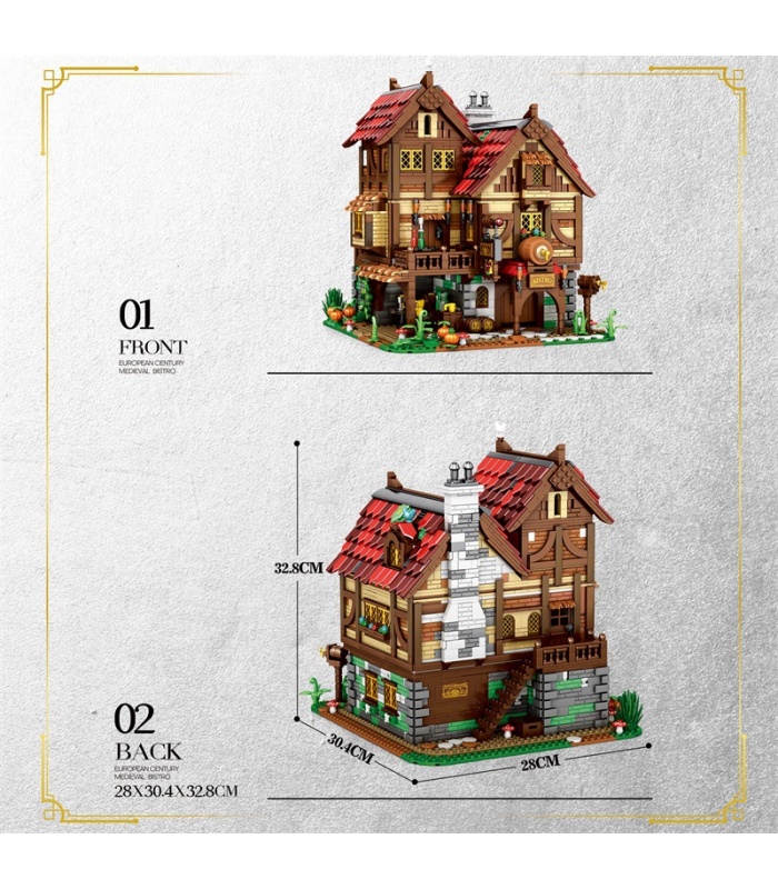 Reobrix 66018 Medieval Tavern Bistro Building Blocks Toy Set