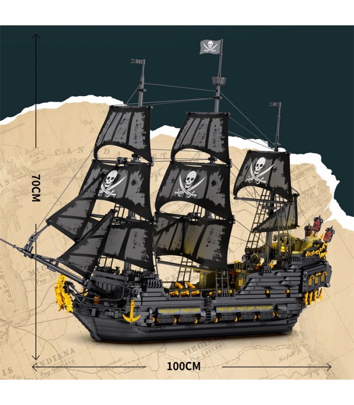 Reobrix 66036 Juego de juguetes de bloques de construcción de barco pirata Perla Negra