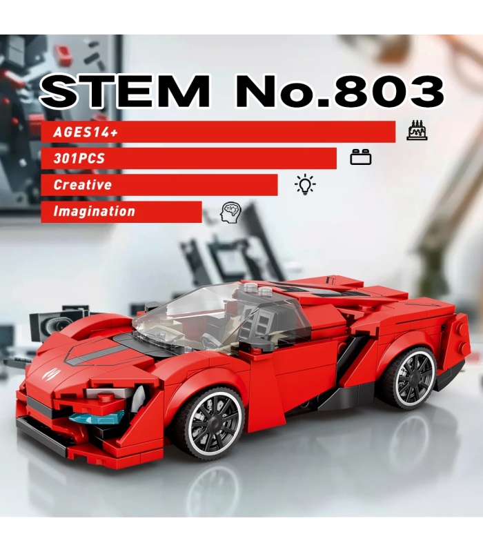 Reobrix 803 Lykan Red Sports Car Building Blocks Toy Set