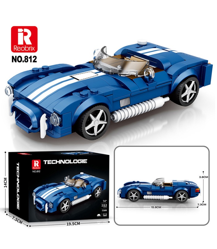 Ensemble de jouets de construction de voiture Shelby Cobra S de Reobrix 812