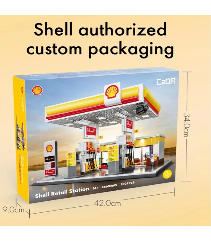 Juego de bloques de construcción de gasolinera Shell CADA C66026