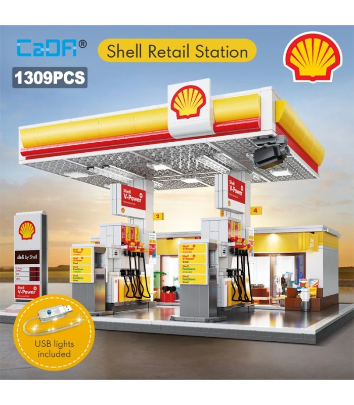 CADA C66026 Shell Gas Station Building Blocks Toy Set