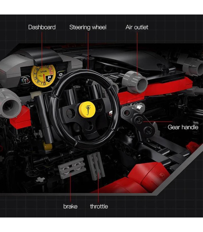 Ensemble de jouets de construction de voiture de course rouge Hypercar Laferrari Viva CADA C61505