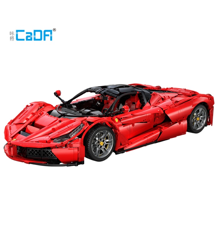 Ensemble de jouets de construction de voiture de course rouge Hypercar Laferrari Viva CADA C61505