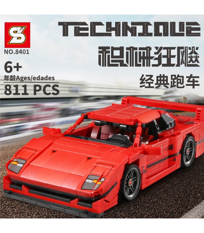 Custom 8401 F40 Rouge Supercar Building Blocks Toy Set 811 Pièces