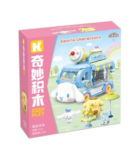 Ensemble de jouets de construction Keeppley K20847 Cinnamoroll Ice Cream Truck et Pomupomupurin