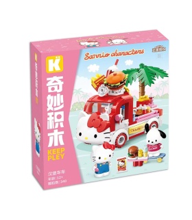 Juego de bloques de construcción de juguete para camión de hamburguesas Pochacco de Hello Kitty K20848 de Keeppley