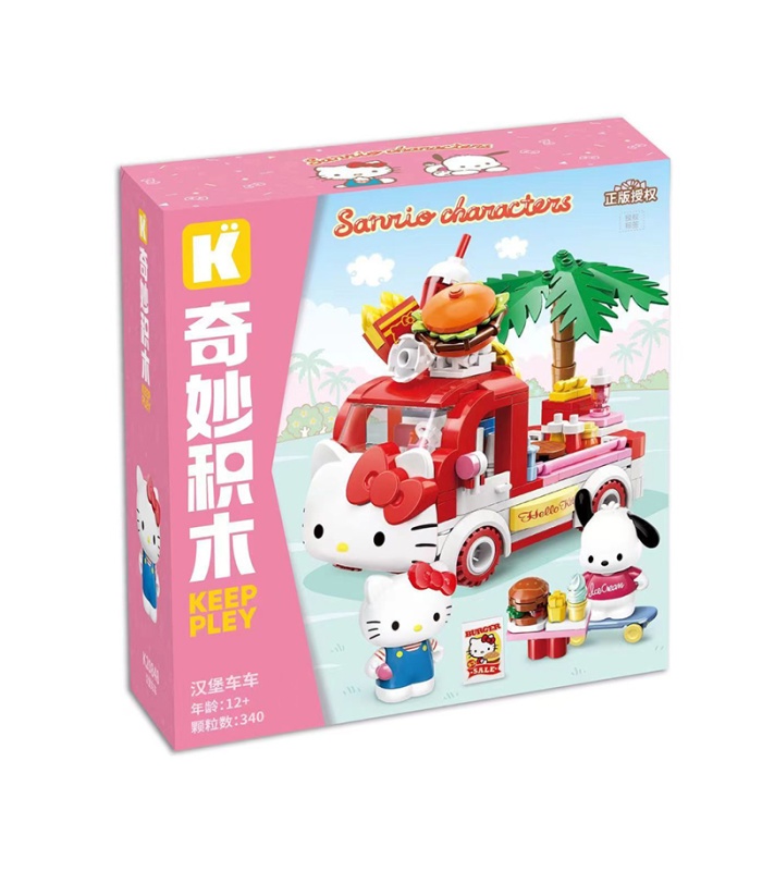 Keeppley K20848 Hello Kitty Pochacco Hamburger Truck Building Blocks Toy Set