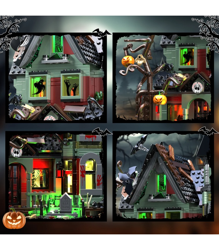 Custom Spooky Haunted House with LED Light Building Blocks Toy Set