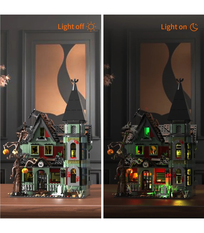 Custom Spooky Haunted House with LED Light Building Blocks Toy Set