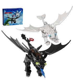 Custom Toothless and Light Fury Building Blocks Toy Set