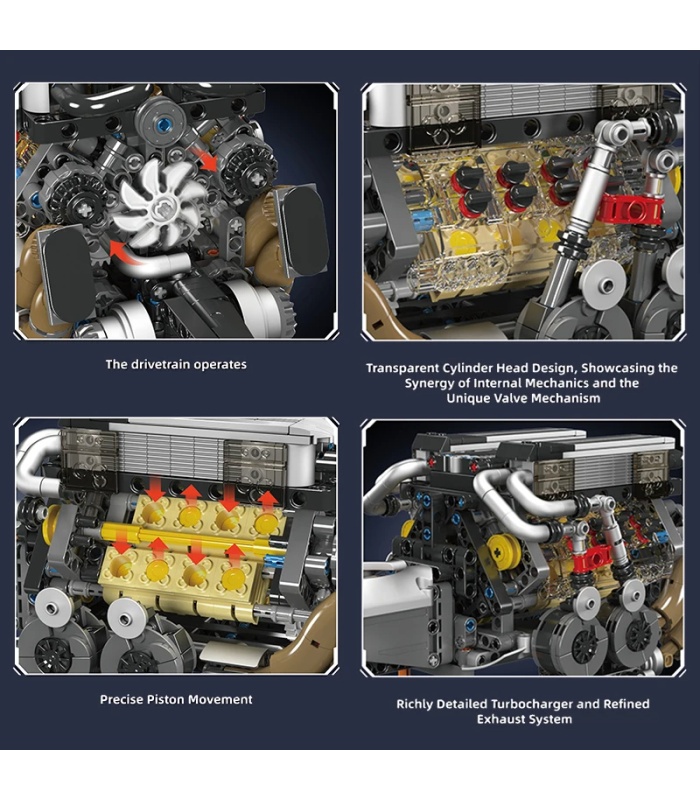 MOULD KING 10131 Ensemble de jouets de construction de supercars BGT à moteur W16 motorisé