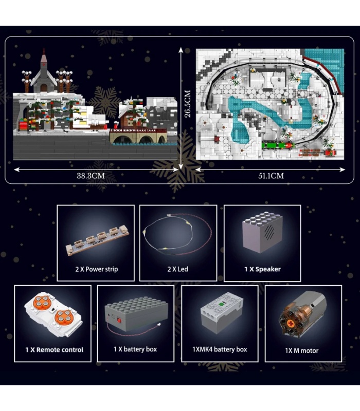 Juego de bloques de construcción de tren navideño Wonderland de Mouldking 12029