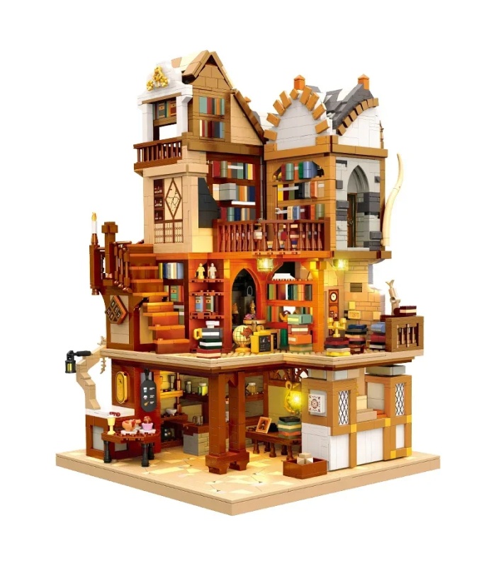 JIE STAR 57016 Medieval European Library Model Building Blocks Toy Set