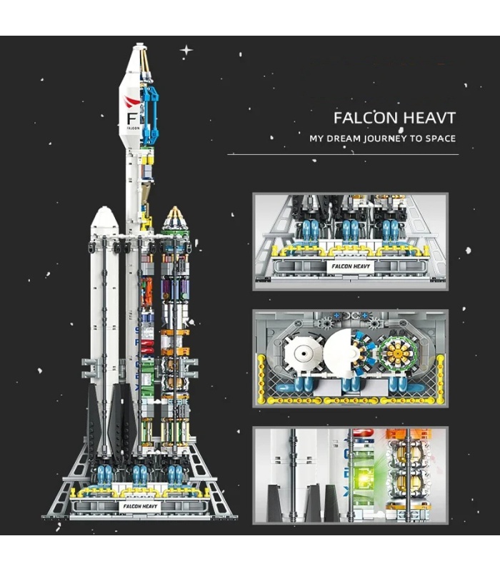 Ensemble de jouets de construction de véhicules de lancement Falcon Heavy de JIE STAR JJ9031