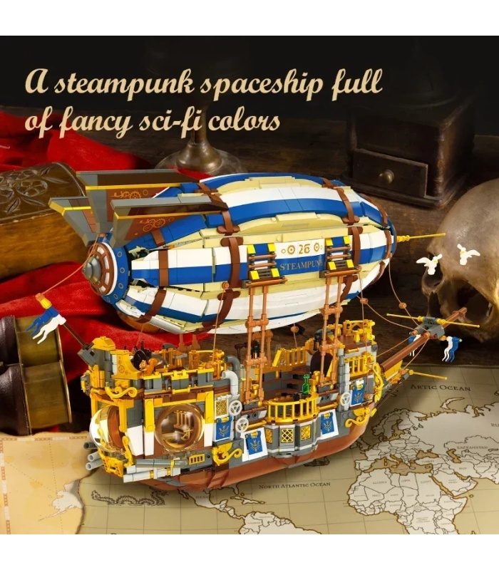 JIE STAR JJ9126 Steampunk-Luftschiff-Bausteine-Spielzeugset