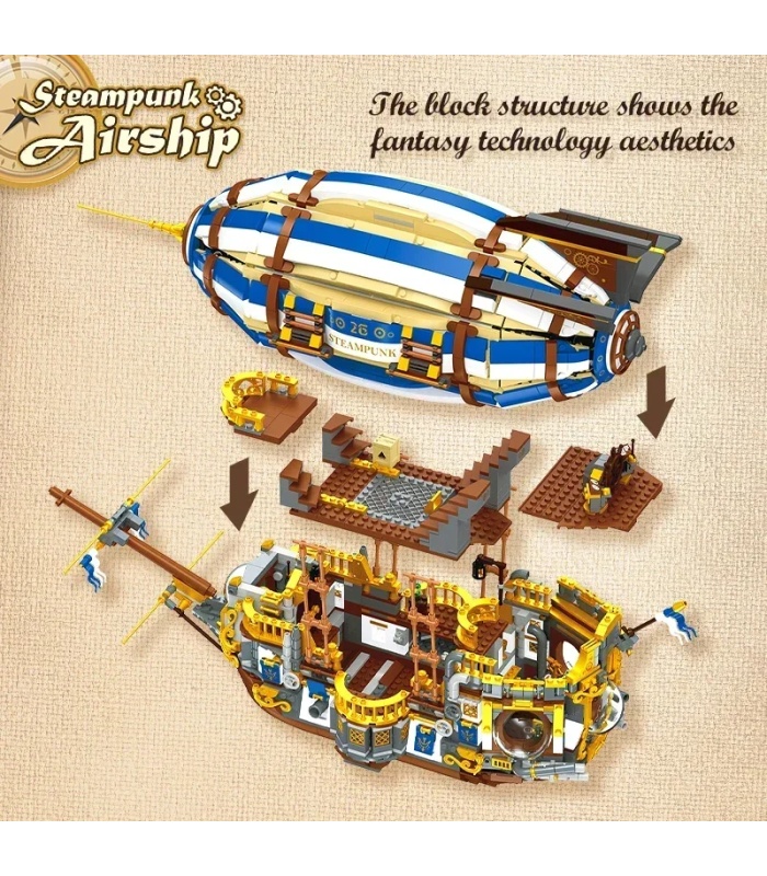 JIE STAR JJ9126 Steampunk Airship Building Blocks Toy Set