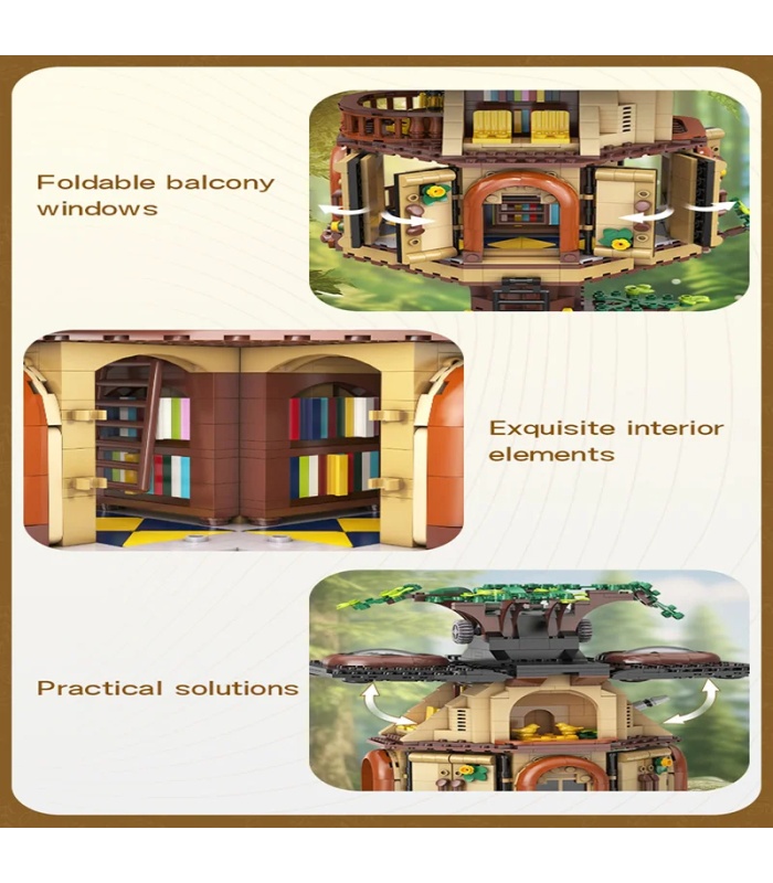 Juego de bloques de construcción de biblioteca en forma de casa en el árbol CaDA C66013