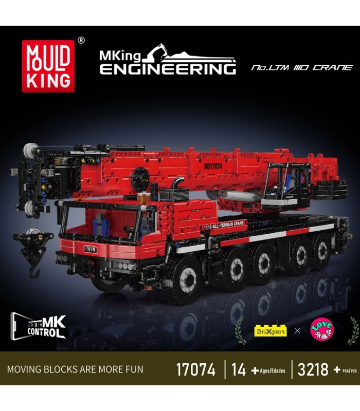 Ensemble de jouets de construction de grue Liebherr MOULD KING 10174 Red LTM 1110