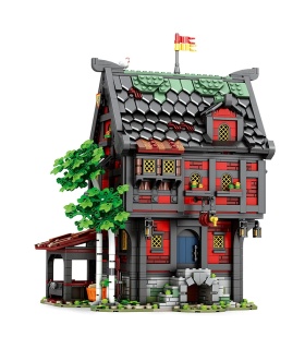 REOBRIX 66017 Medieval Tavern The Crusader Inn Building Blocks Toy Set