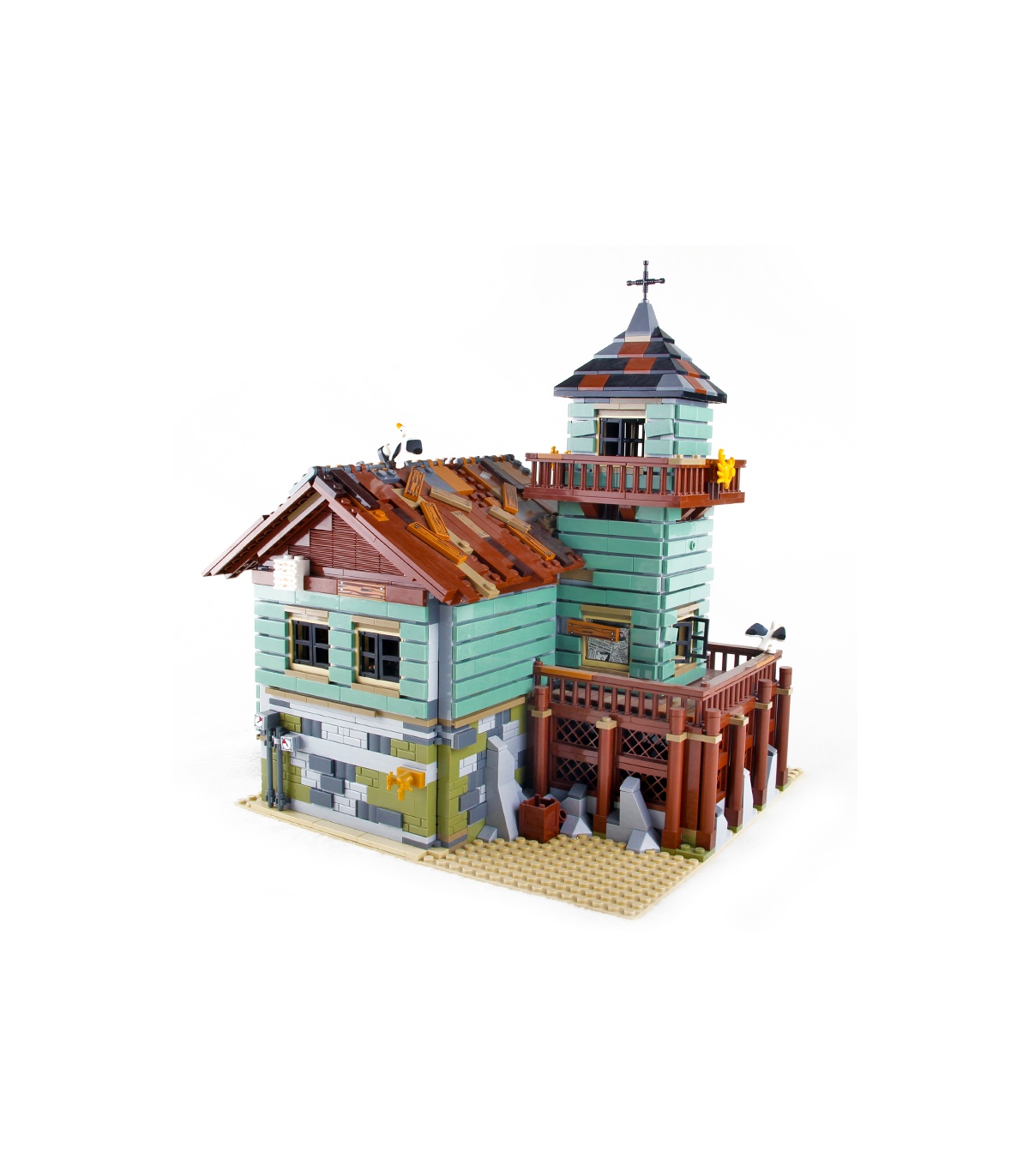 Custom Ideas Old Fishing Store Compatible Building Bricks Toy Set 