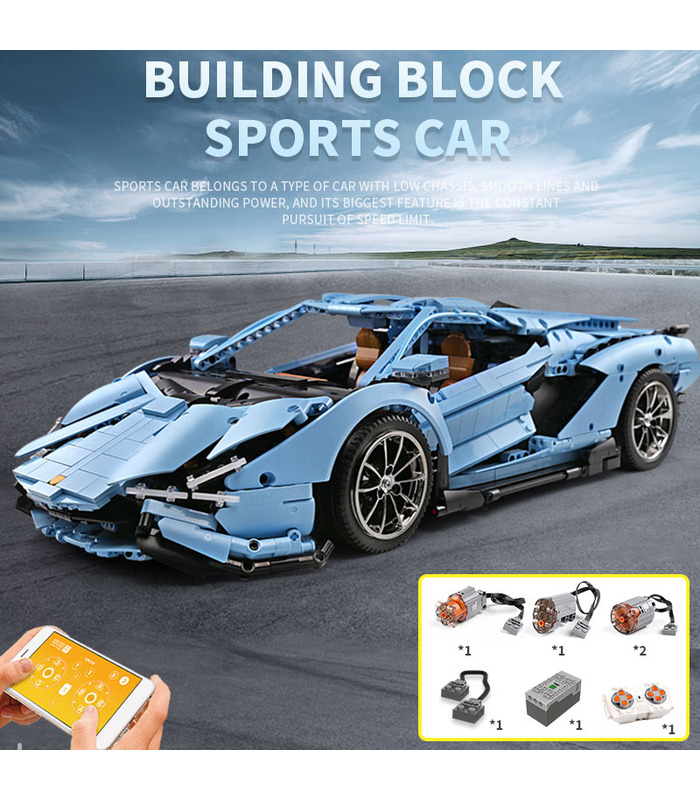 MOULD KING 13056 Lamborghini Sian FKP 37 Blue Manual Edition Building Blocks Toy Set