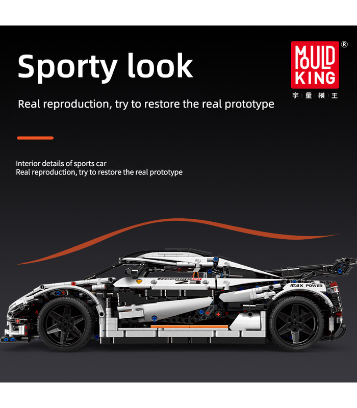 MOLD KING 13120 Koenigsegged Sports Racing White Car Building Blocks Toy Set